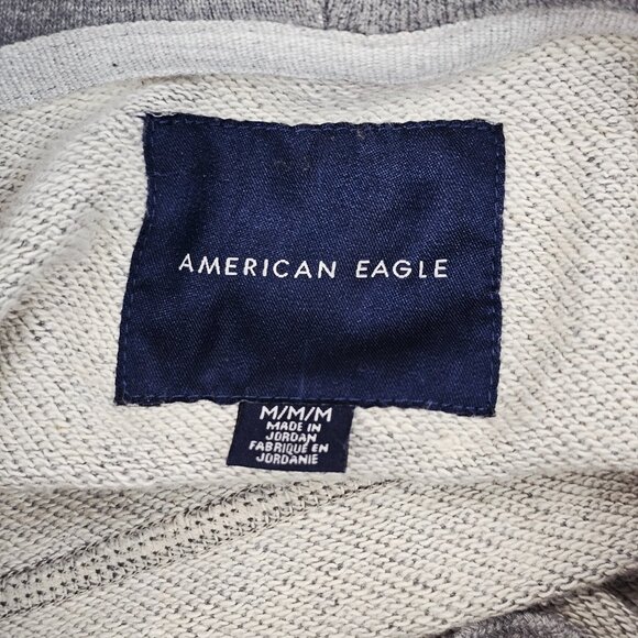 American Eagle Men's Grey Long Sleeve Pouch Front Hooded Pullover Size M NWOT - Picture 10 of 15